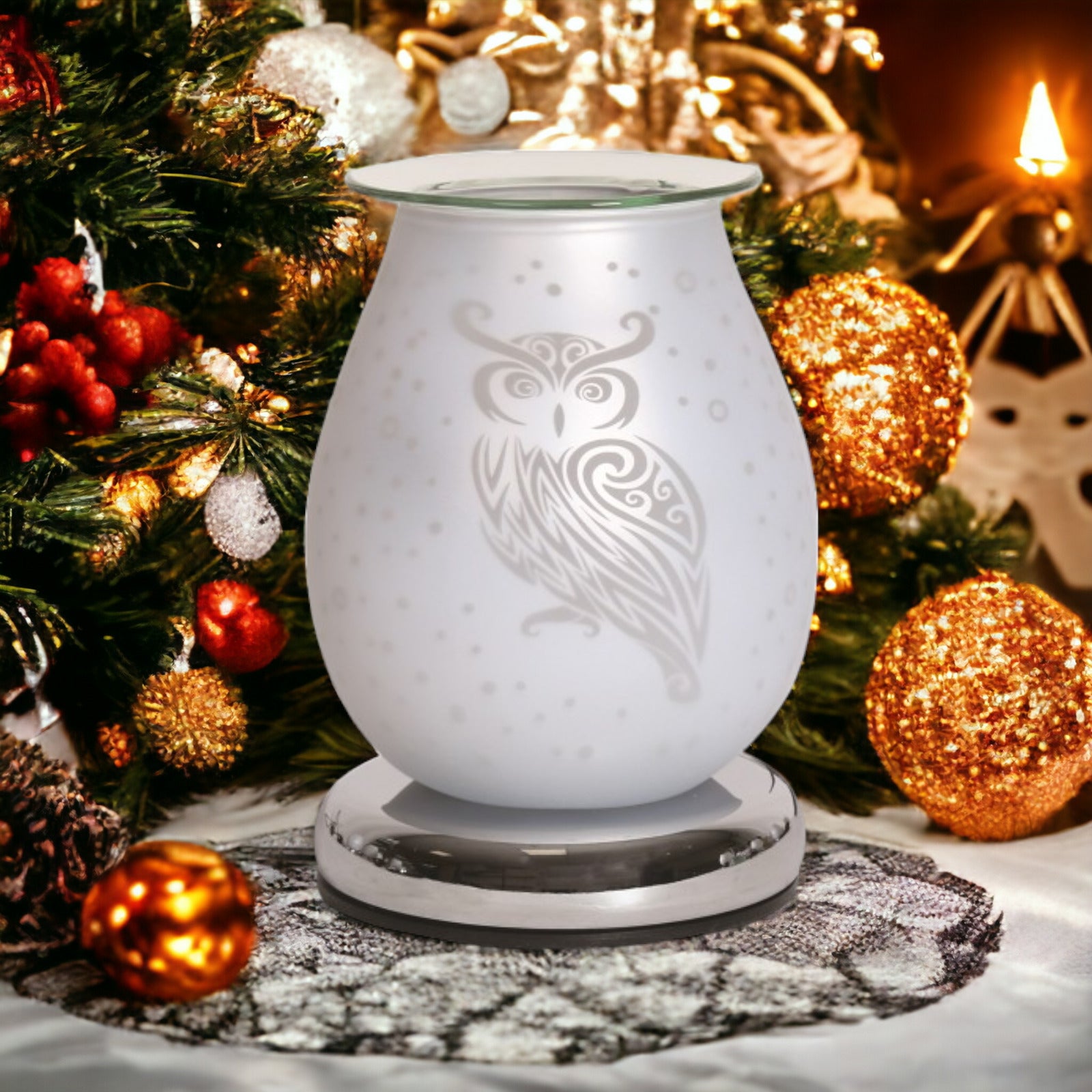 Owl Oil Burner and Wax Warmer plus 10pc Scented Melts | Electric Touch Lamp Fragrance Diffuser