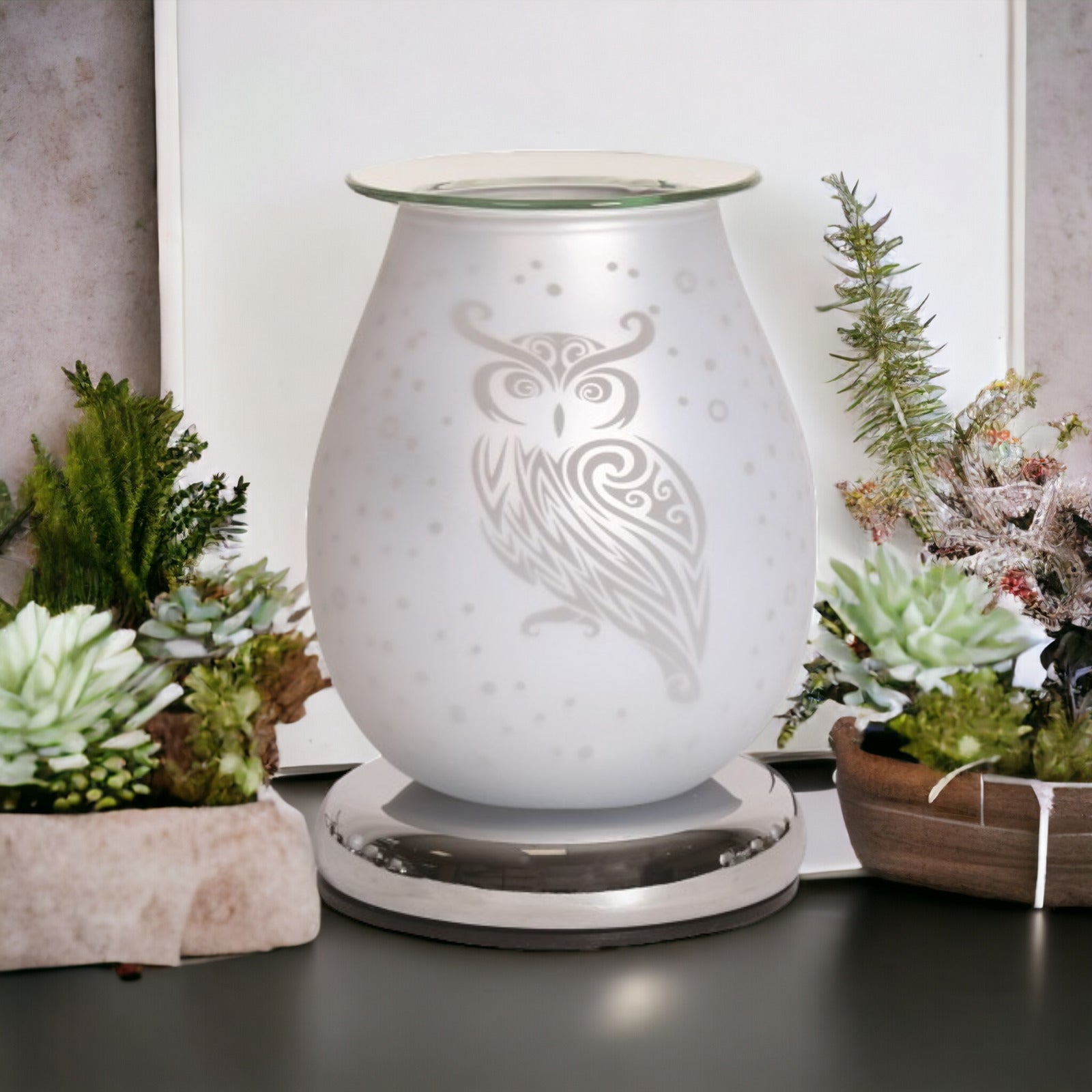 Owl Oil Burner and Wax Warmer plus 10pc Scented Melts | Electric Touch Lamp Fragrance Diffuser