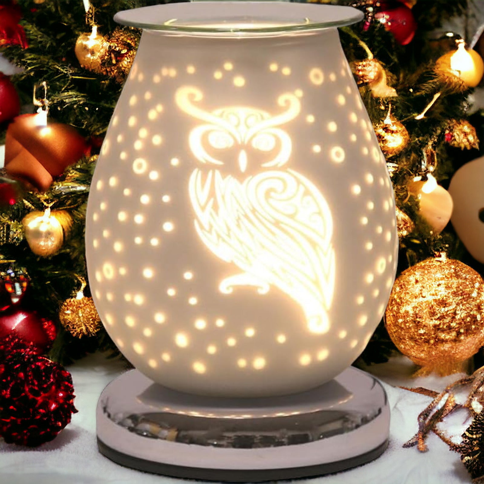 Owl Oil Burner and Wax Warmer plus 10pc Scented Melts | Electric Touch Lamp Fragrance Diffuser