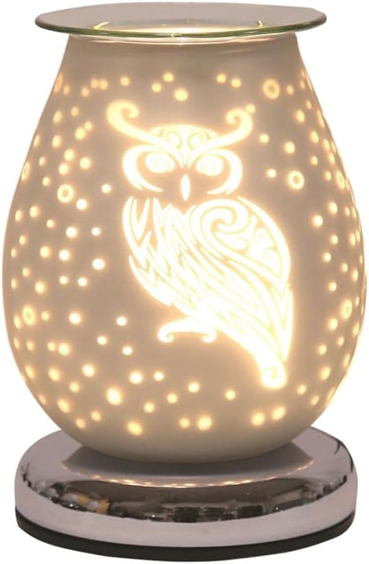 Owl Oil Burner and Wax Warmer plus 10pc Scented Melts | Electric Touch Lamp Fragrance Diffuser