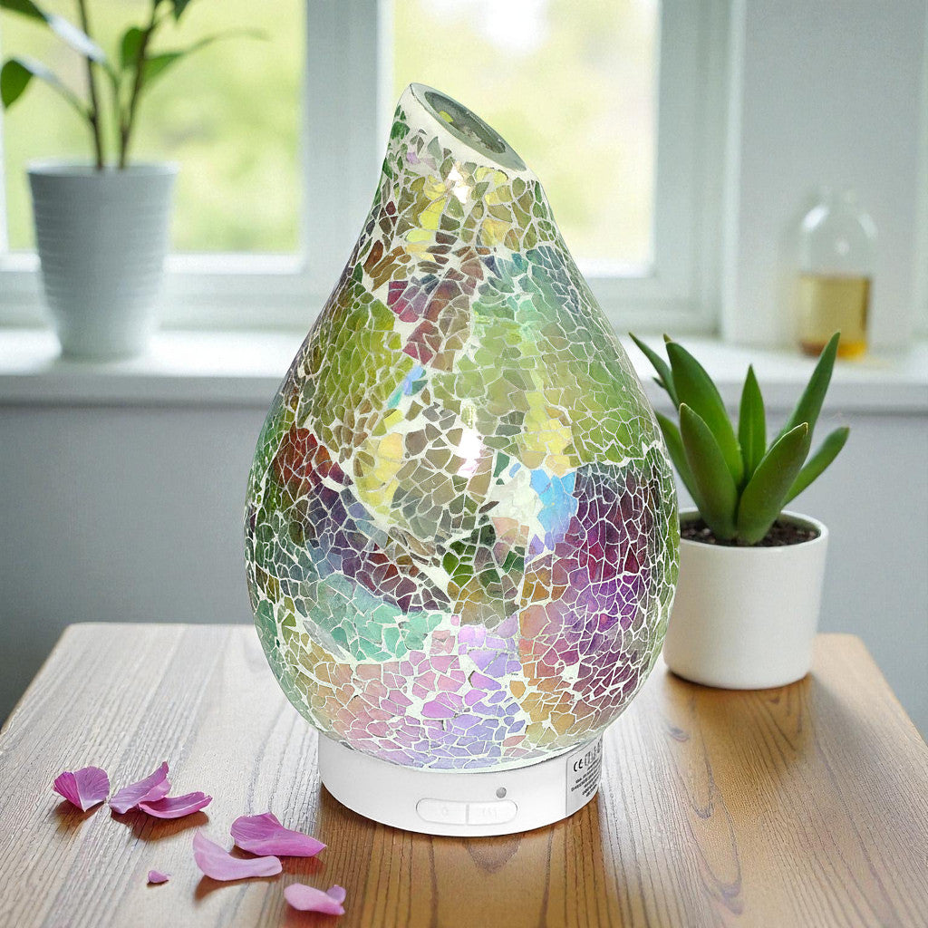 Rainbow Crackle Ultrasonic Essential Oil Diffuser Aroma Fragrance Lamp with LED Light