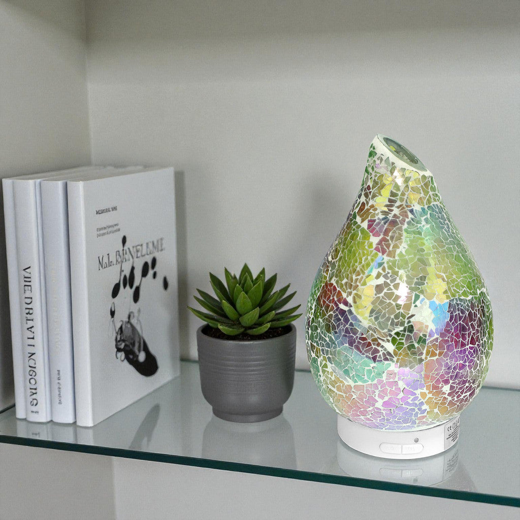 Ultrasonic Fragrance Diffuser Aroma Lamp + 6 Pack Scented Oils Rainbow Crackle