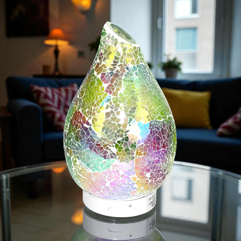 Ultrasonic Fragrance Diffuser Aroma Lamp + 6 Pack Scented Oils Rainbow Crackle