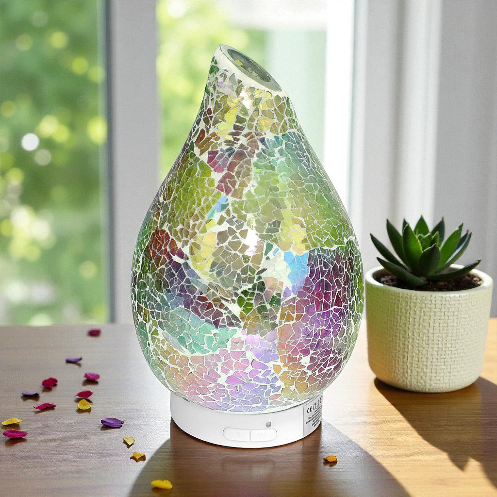 Rainbow Crackle Ultrasonic Essential Oil Diffuser Aroma Fragrance Lamp with LED Light