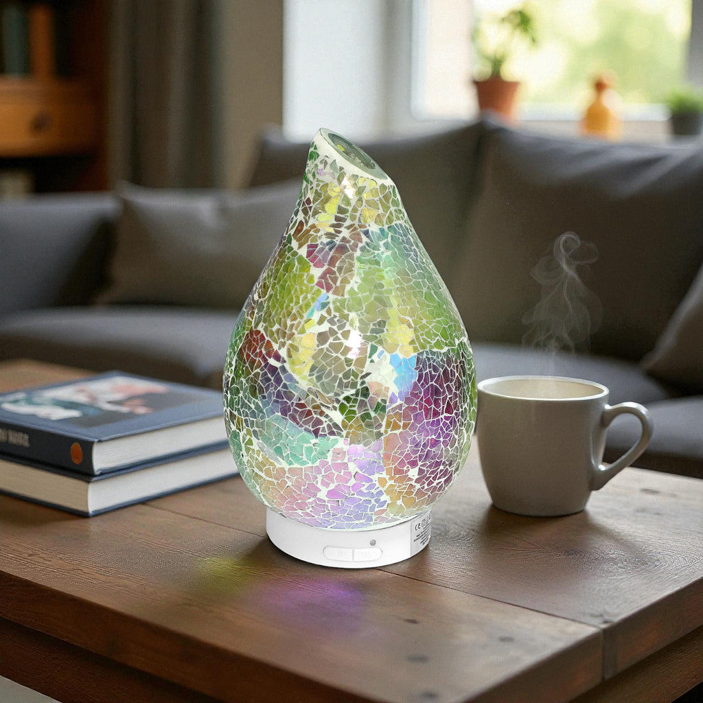 Ultrasonic Fragrance Diffuser Aroma Lamp + 6 Pack Scented Oils Rainbow Crackle
