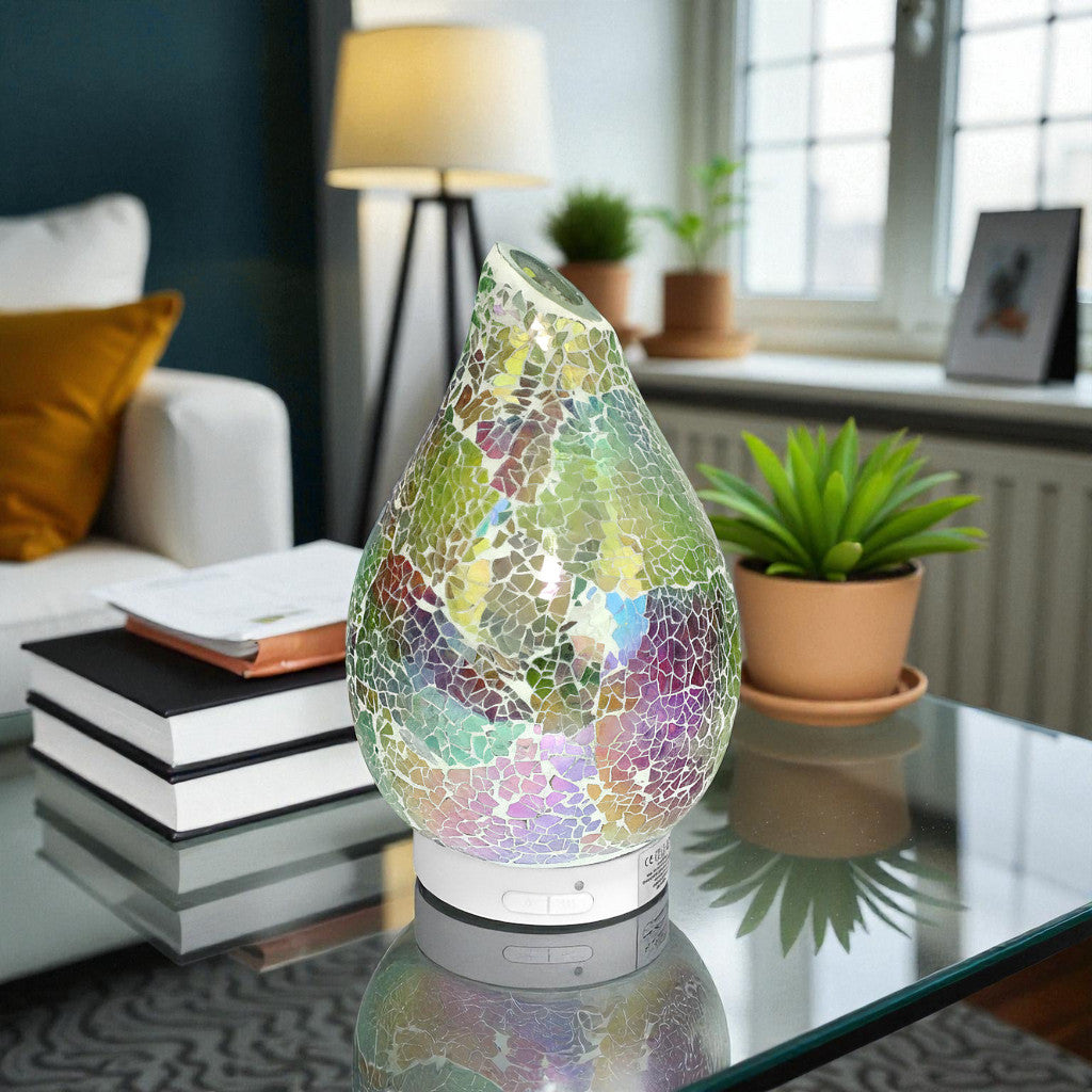 Ultrasonic Fragrance Diffuser Aroma Lamp + 6 Pack Scented Oils Rainbow Crackle