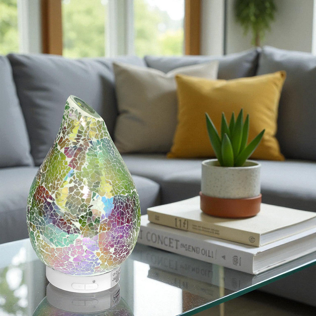 Ultrasonic Fragrance Diffuser Aroma Lamp + 6 Pack Scented Oils Rainbow Crackle