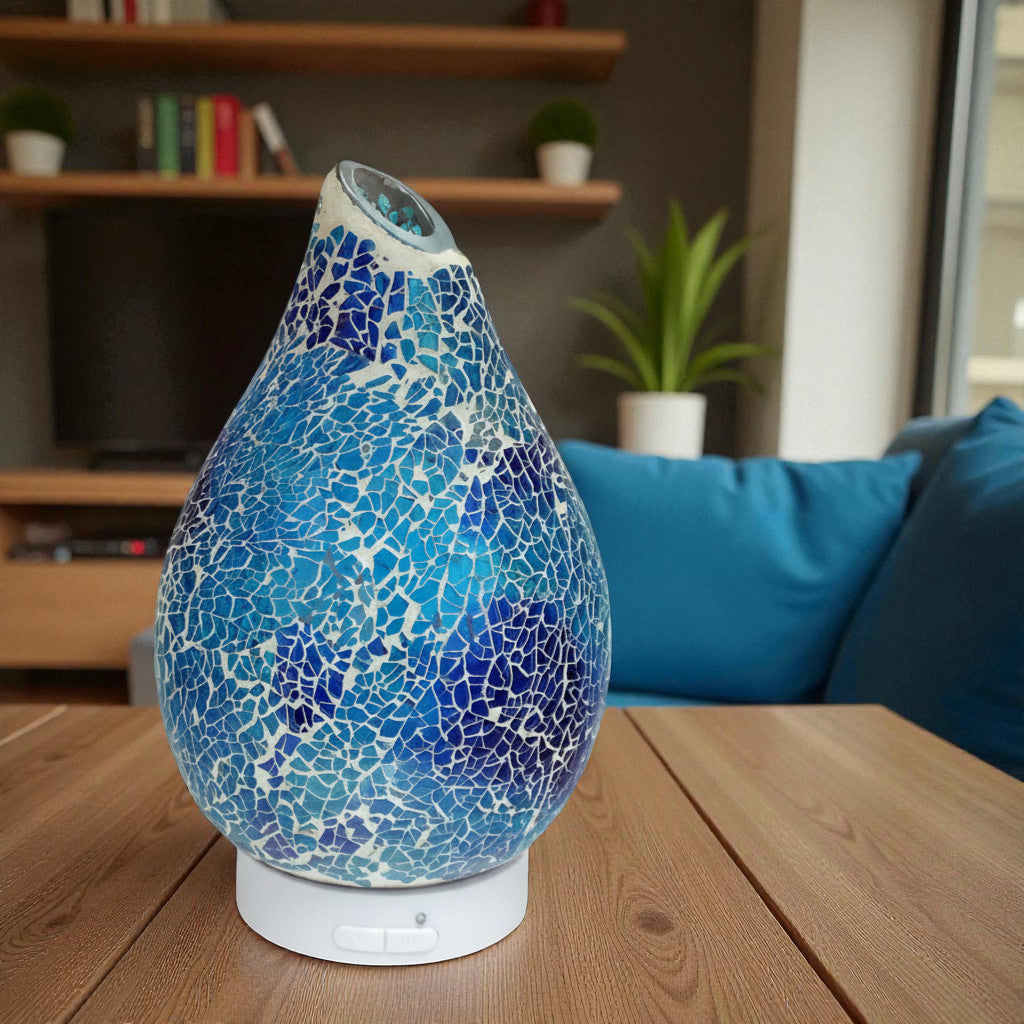 Azure Crackle Ultrasonic Essential Oil Diffuser Aroma Fragrance Lamp with LED Light