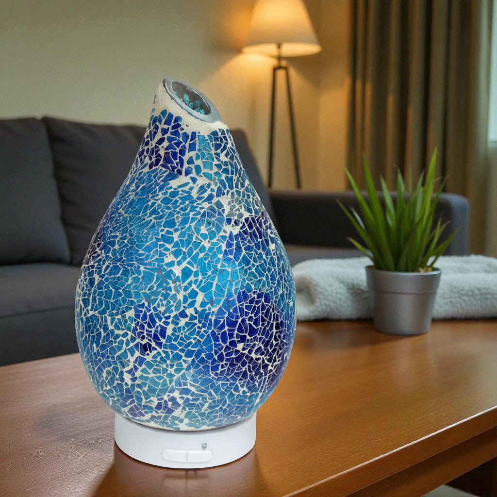 Azure Crackle Ultrasonic Essential Oil Diffuser Aroma Fragrance Lamp with LED Light