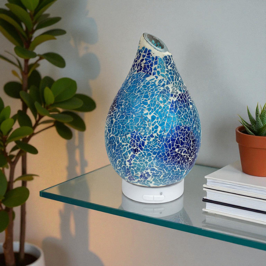 Azure Crackle Ultrasonic Essential Oil Diffuser Aroma Fragrance Lamp with LED Light