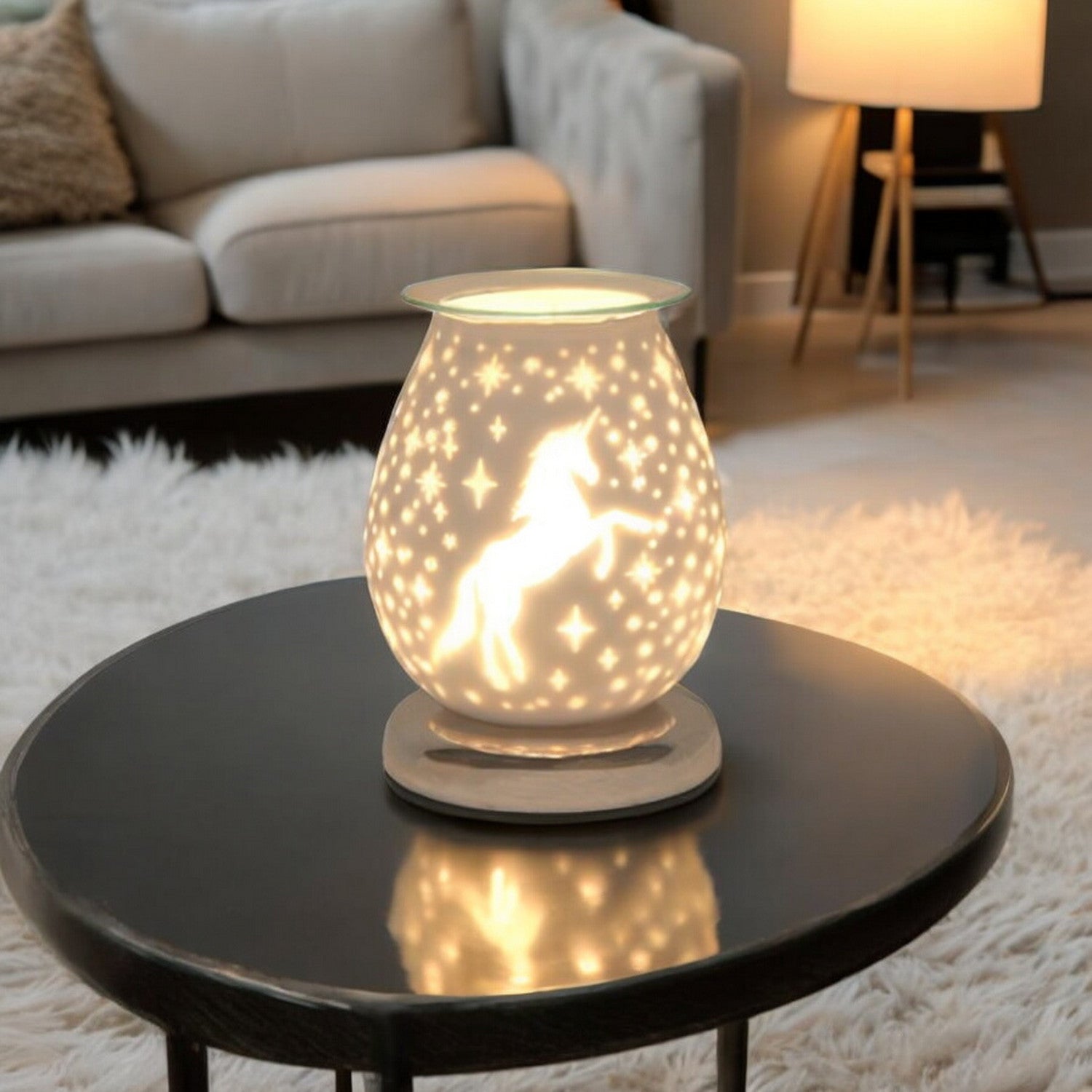 Unicorn Oil Burner and Wax Warmer plus  Scented Wax Melts | Fragrance Diffuser Touch Lamp