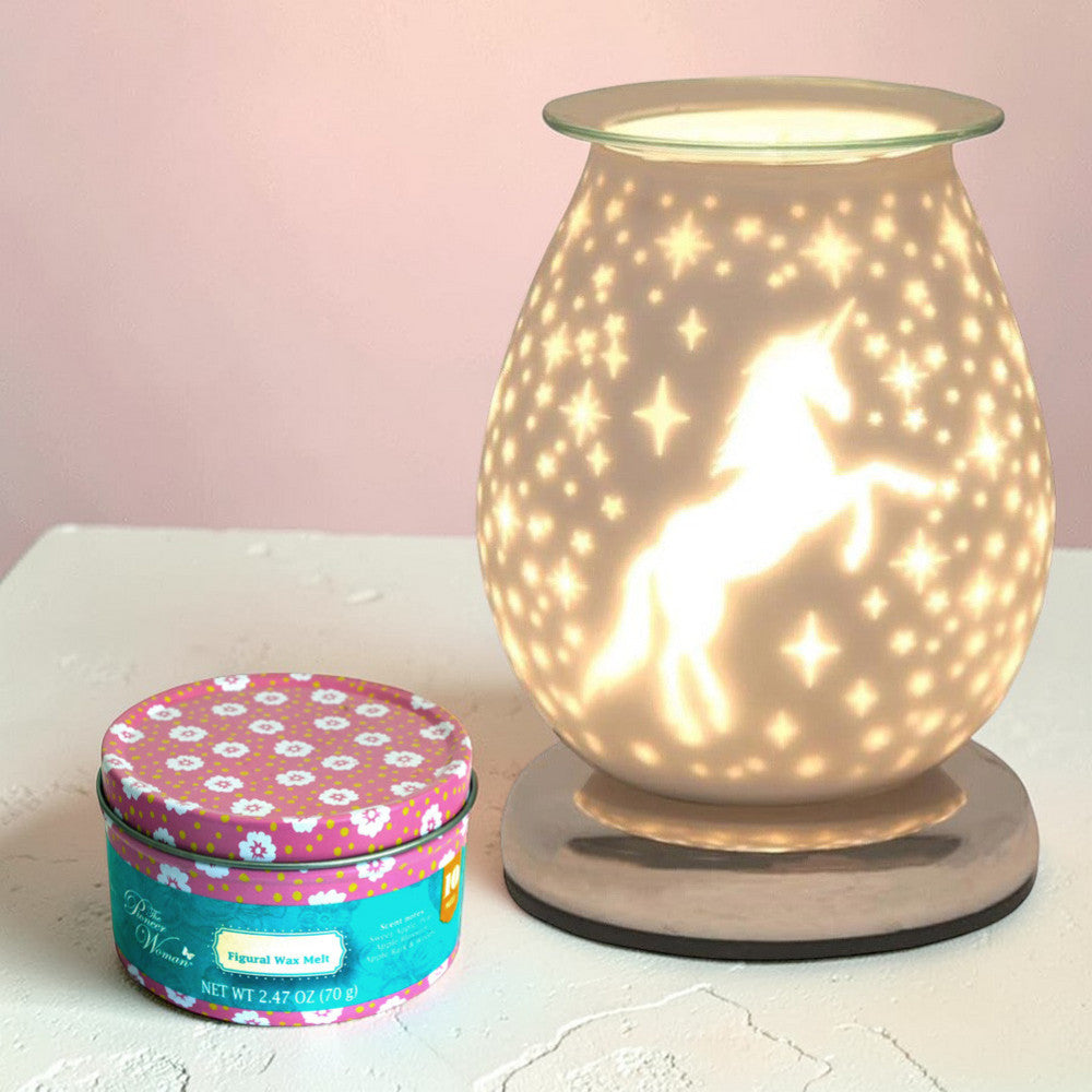 Unicorn Oil Burner and Wax Warmer plus  Scented Wax Melts | Fragrance Diffuser Touch Lamp