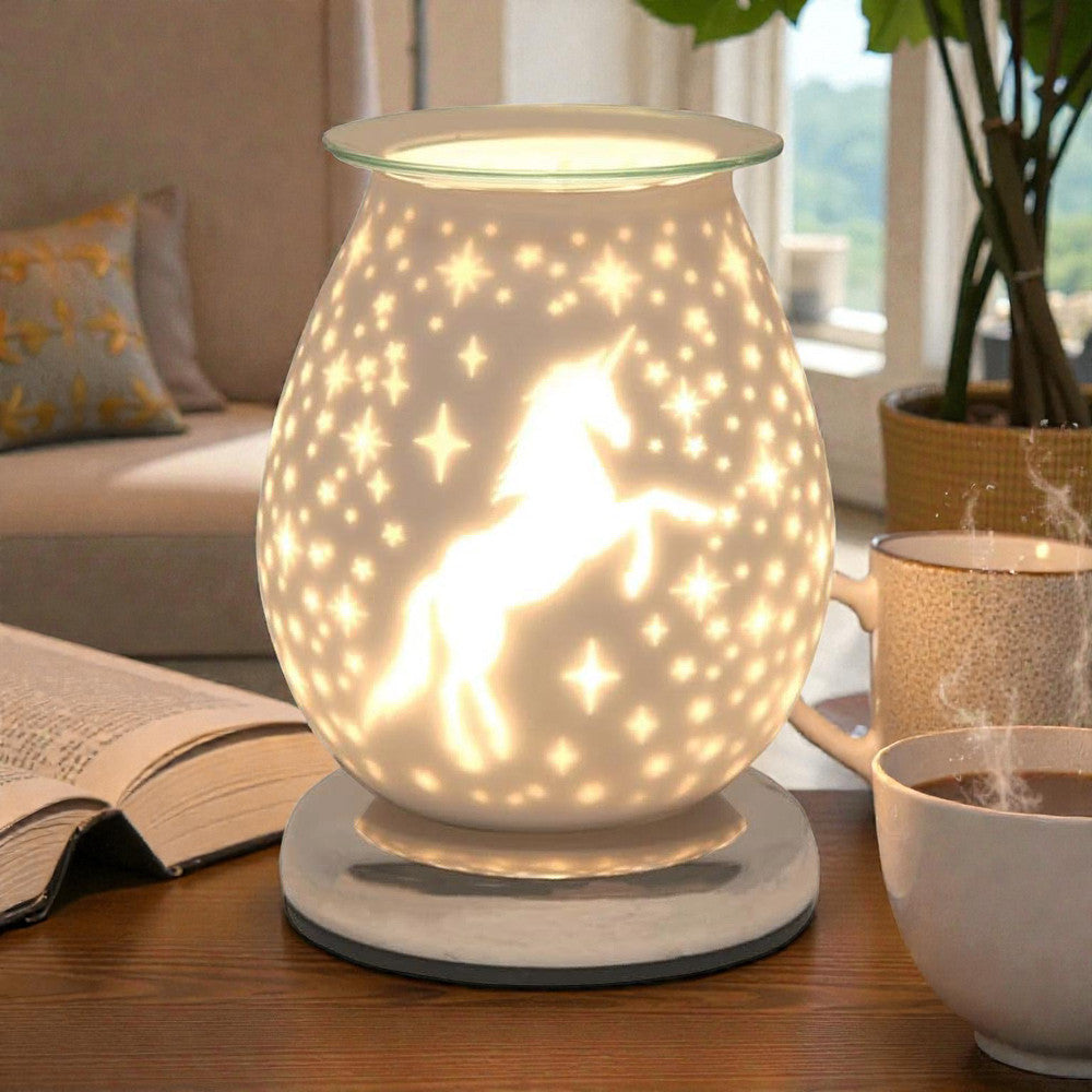 Unicorn Oil Burner and Wax Warmer plus  Scented Wax Melts | Fragrance Diffuser Touch Lamp