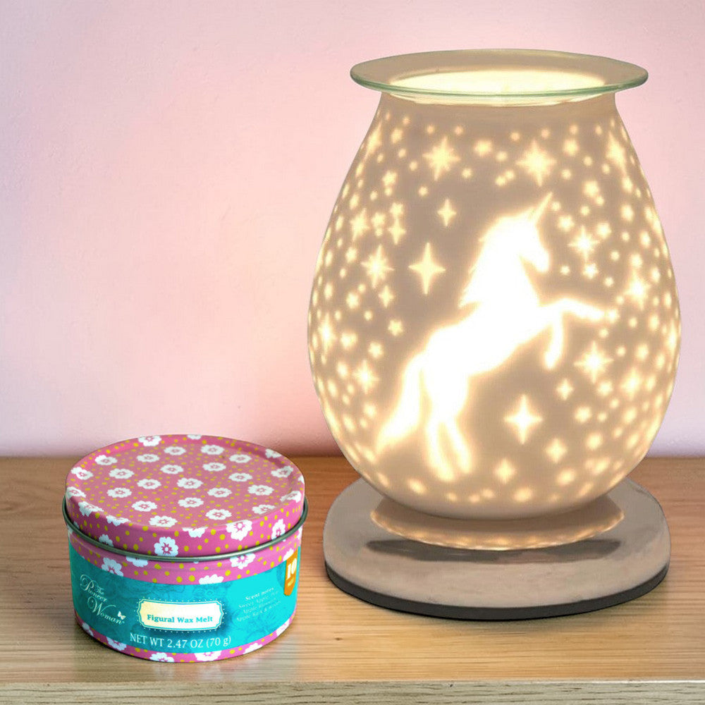 Unicorn Oil Burner and Wax Warmer plus  Scented Wax Melts | Fragrance Diffuser Touch Lamp