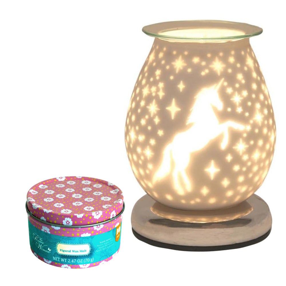 Unicorn Oil Burner and Wax Warmer plus  Scented Wax Melts | Fragrance Diffuser Touch Lamp