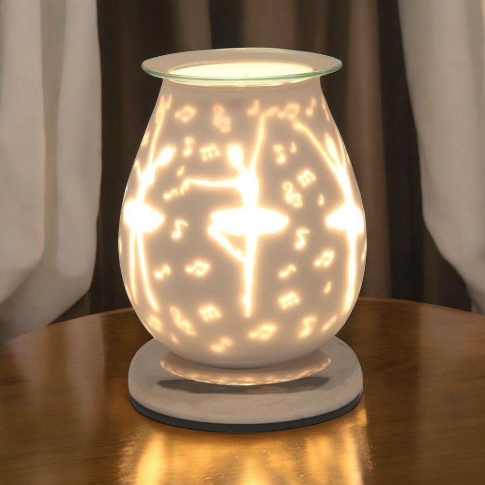 Ballerina Wax Tart Warmer Oil Burner plus Scented Wax Melts | White Satin Aroma Fragrance Diffuser Lamp
