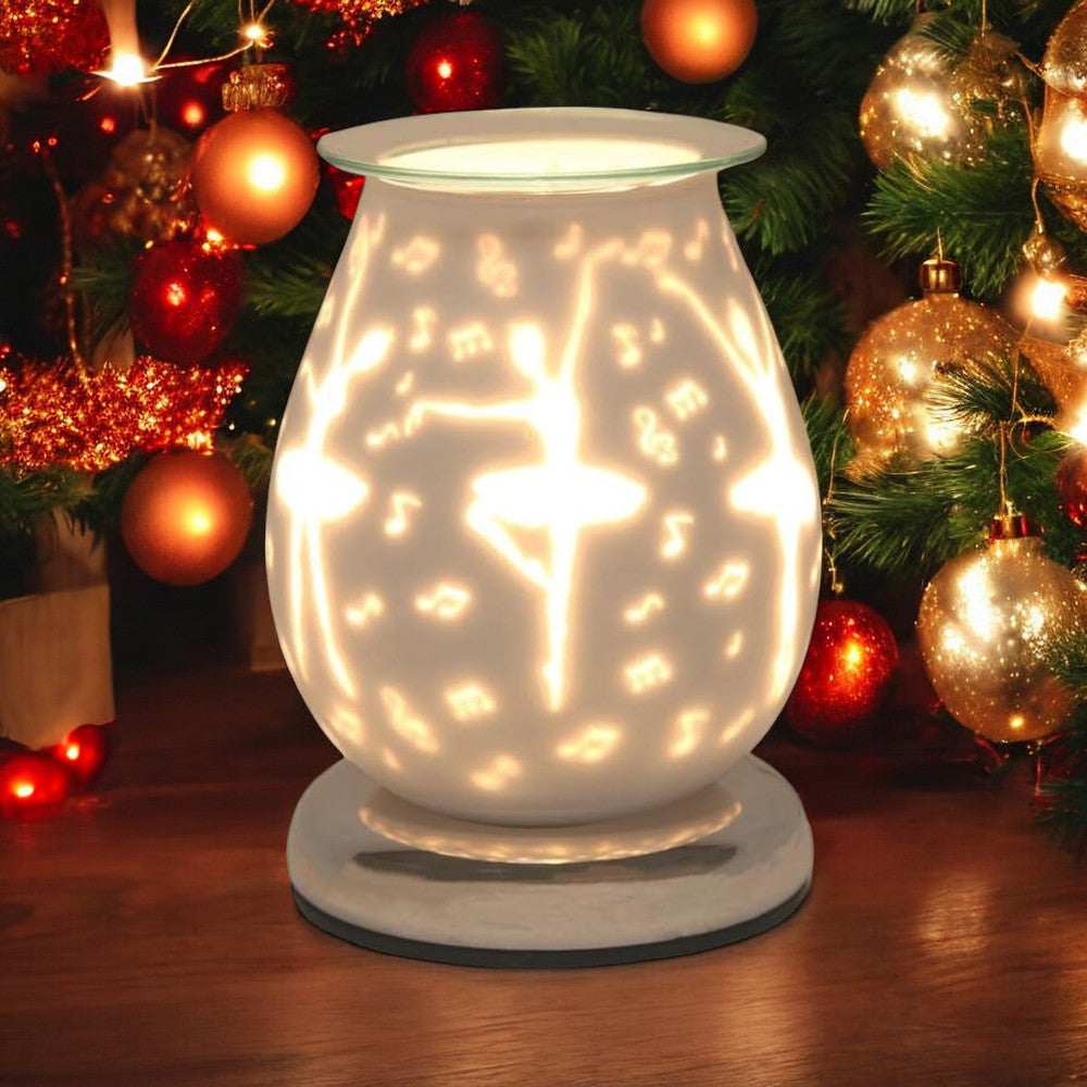 Ballerina Wax Tart Warmer Oil Burner plus Scented Wax Melts | White Satin Aroma Fragrance Diffuser Lamp