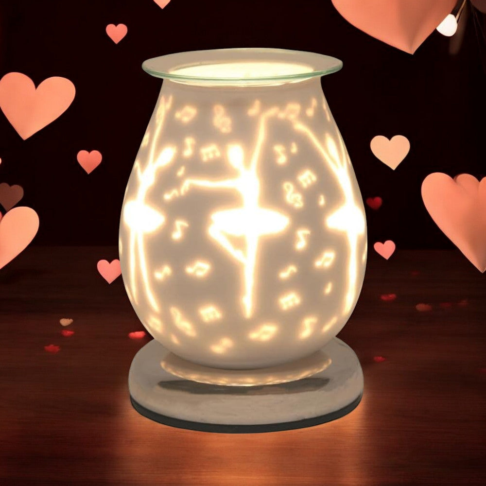 Ballerina Wax Tart Warmer Oil Burner plus Scented Wax Melts | White Satin Aroma Fragrance Diffuser Lamp