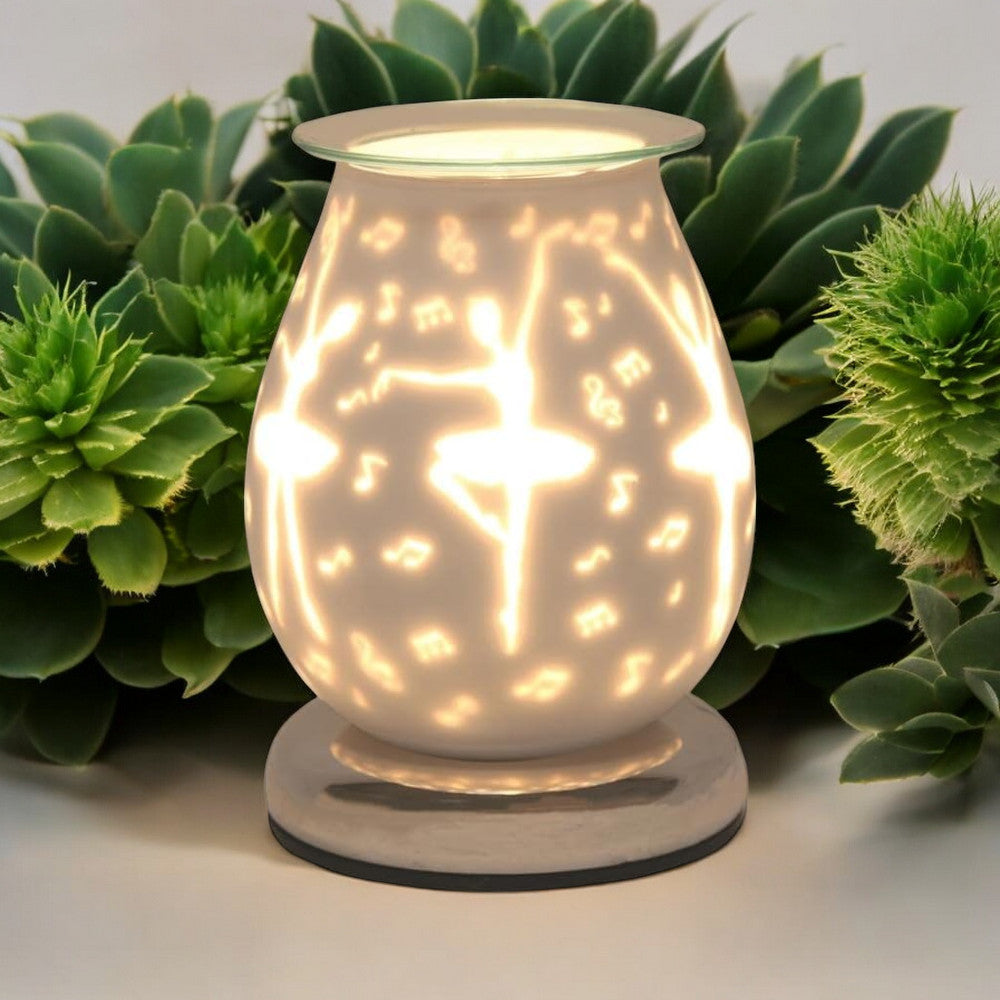 Ballerina Wax Tart Warmer Oil Burner plus Scented Wax Melts | White Satin Aroma Fragrance Diffuser Lamp