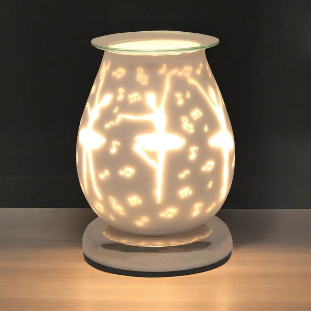 Ballerina Wax Tart Warmer Oil Burner plus Scented Wax Melts | White Satin Aroma Fragrance Diffuser Lamp