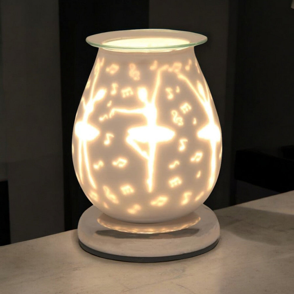 Ballerina Wax Tart Warmer Oil Burner plus Scented Wax Melts | White Satin Aroma Fragrance Diffuser Lamp