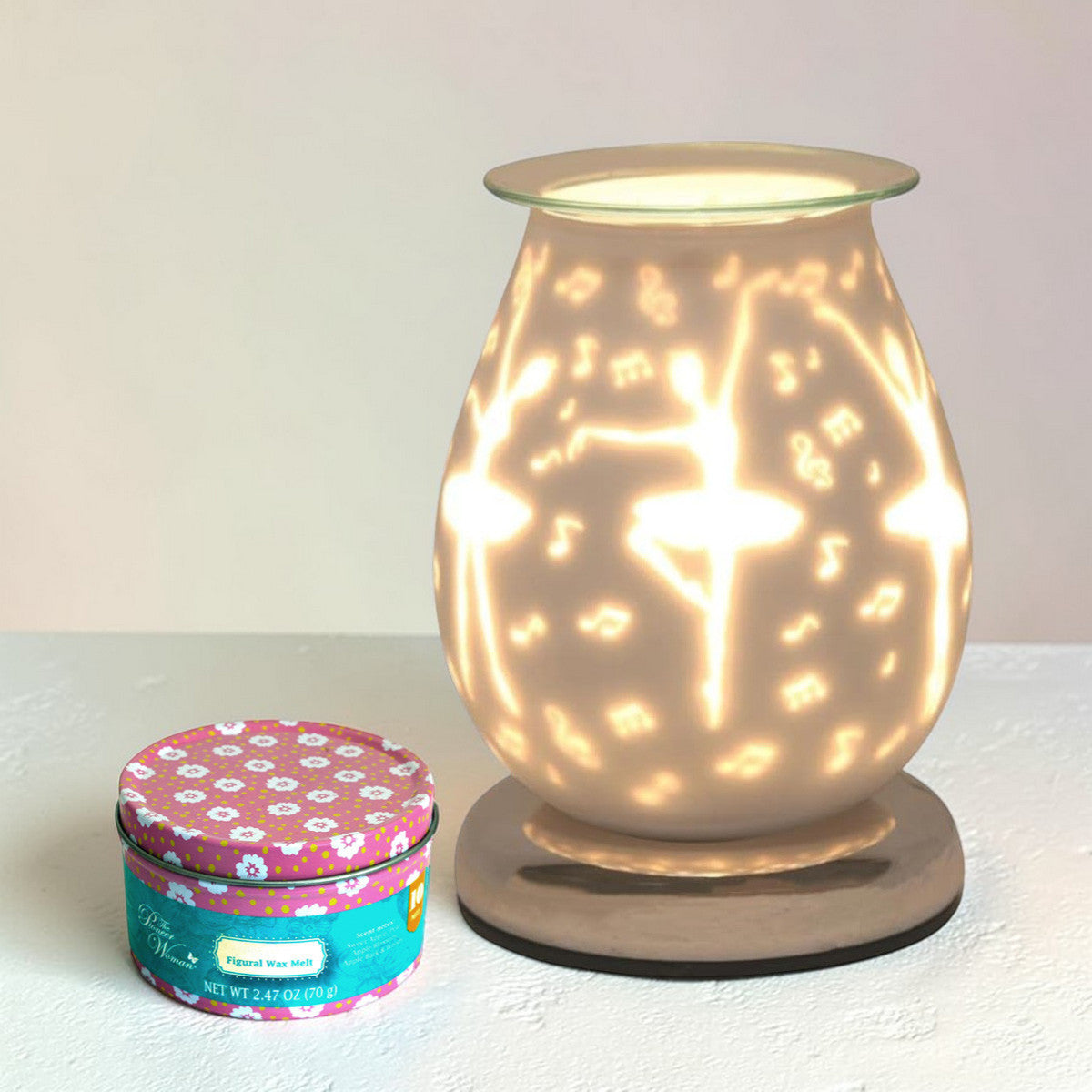 Ballerina Wax Tart Warmer Oil Burner plus Scented Wax Melts | White Satin Aroma Fragrance Diffuser Lamp