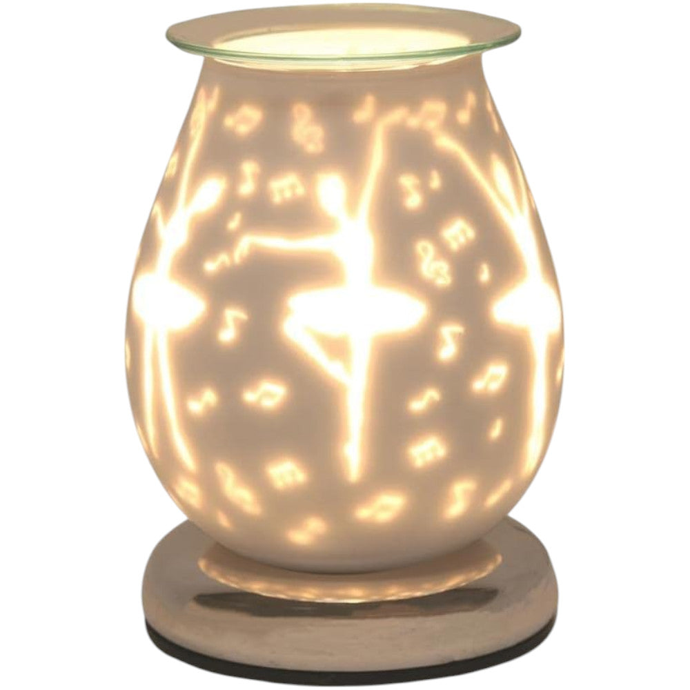 Ballerina Wax Tart Warmer Oil Burner plus Scented Wax Melts | White Satin Aroma Fragrance Diffuser Lamp