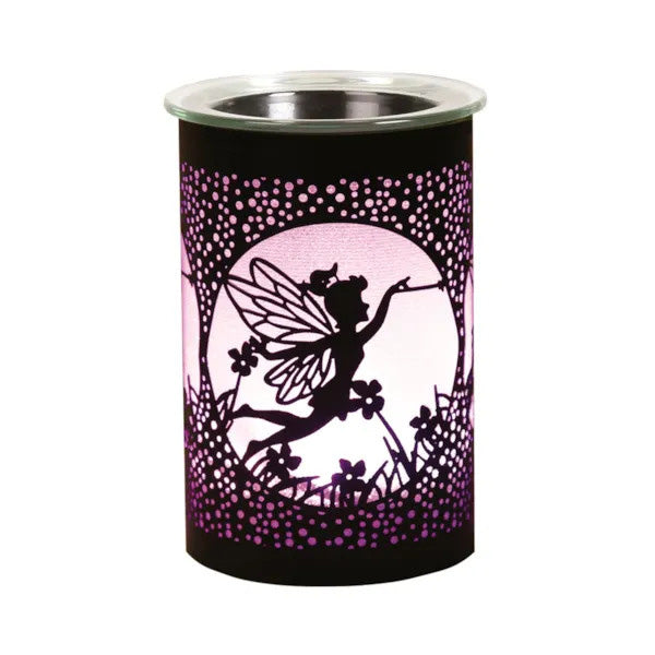 Fairy Silhouette Wax Melt Warmer Aroma Fragrance Diffuser | Black with Colour Changing LED