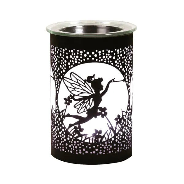 Fairy Silhouette Wax Melt Warmer Aroma Fragrance Diffuser | Black with Colour Changing LED