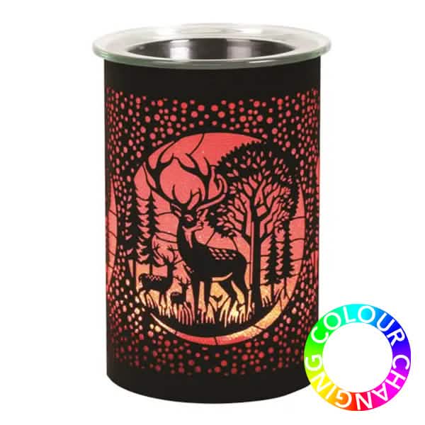 Wax Tart Melt Warmer Burner | Colour Changing LED Fragrance Diffuser | Deer Family Silhouette