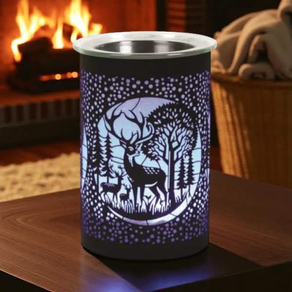 Wax Tart Melt Warmer Burner | Colour Changing LED Fragrance Diffuser | Deer Family Silhouette