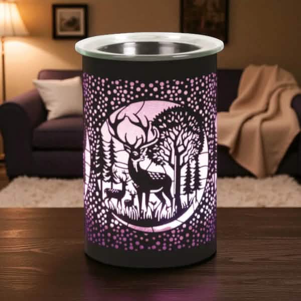 Wax Tart Melt Warmer Burner | Colour Changing LED Fragrance Diffuser | Deer Family Silhouette