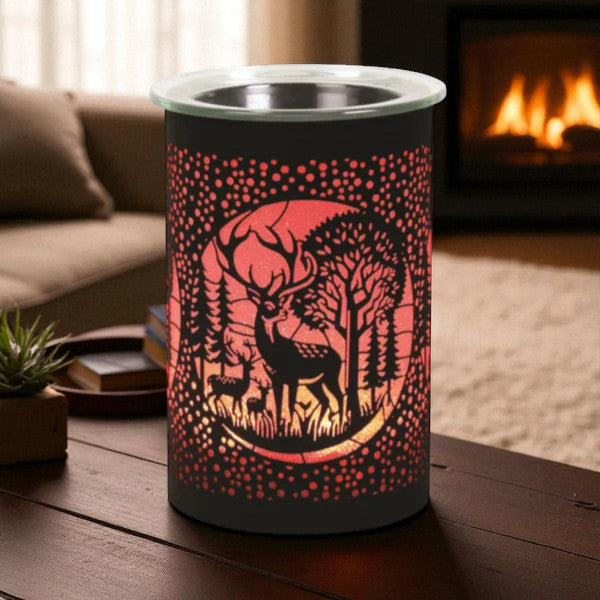 Scented Wax Warmer with Melts LED Colour Changing Fragrance Diffuser Deer Family Silhouette