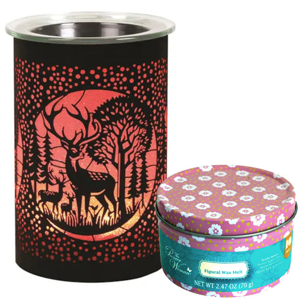 Scented Wax Warmer with Melts LED Colour Changing Fragrance Diffuser Deer Family Silhouette