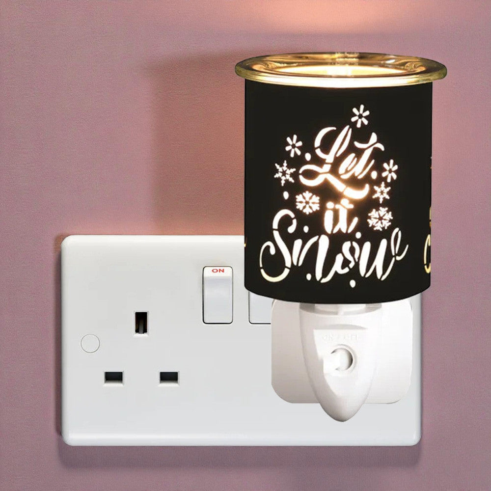 Plug In Scented Wax Melter Warmer Xmas Electric Aroma Diffuser Lamp "Let it Snow"