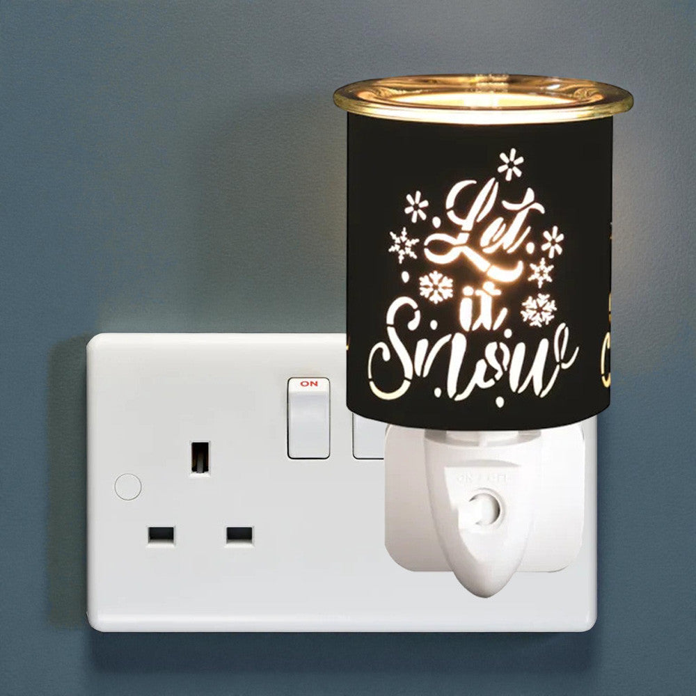 Plug In Scented Wax Melter Warmer Xmas Electric Aroma Diffuser Lamp "Let it Snow"