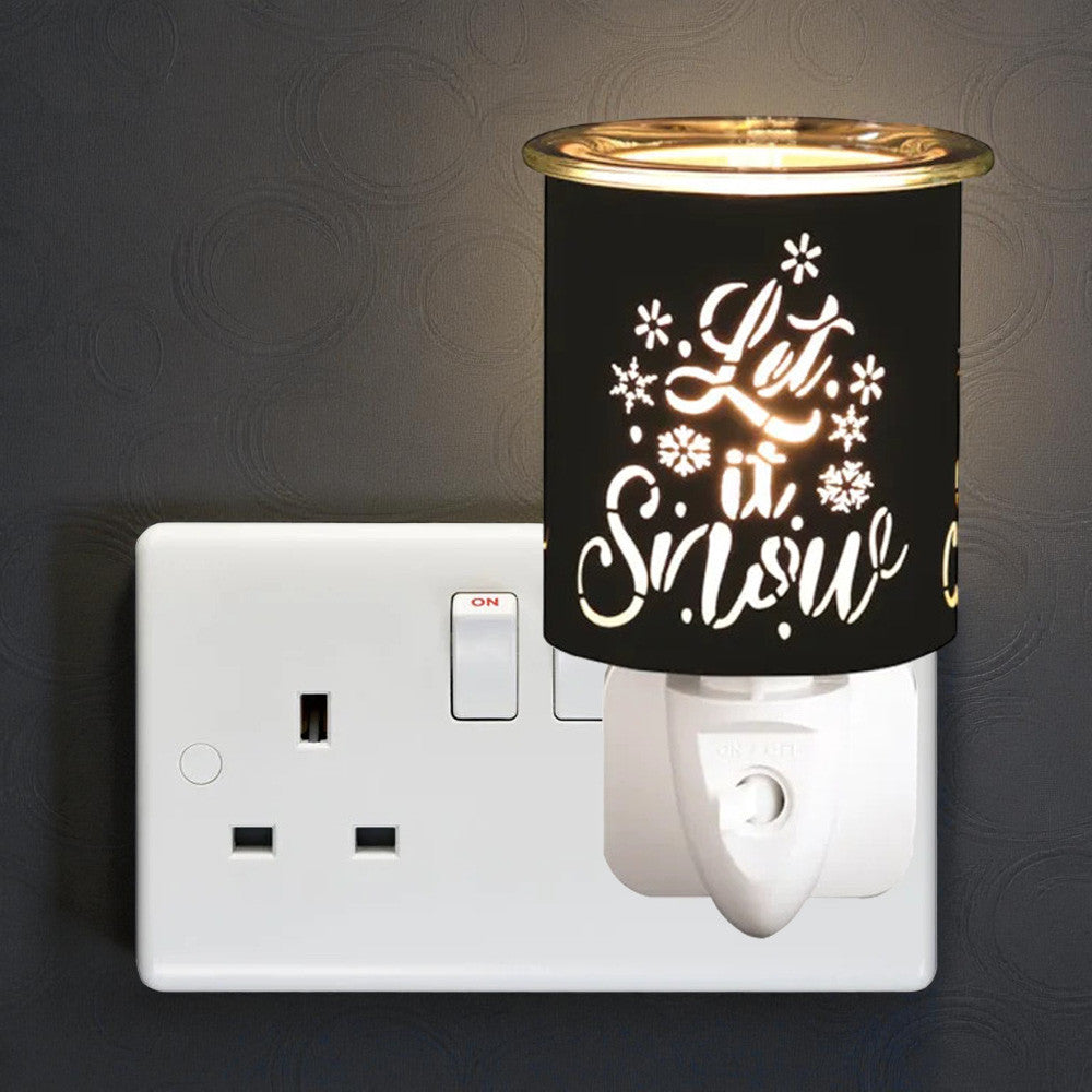 Plug In Scented Wax Melter Warmer Xmas Electric Aroma Diffuser Lamp "Let it Snow"