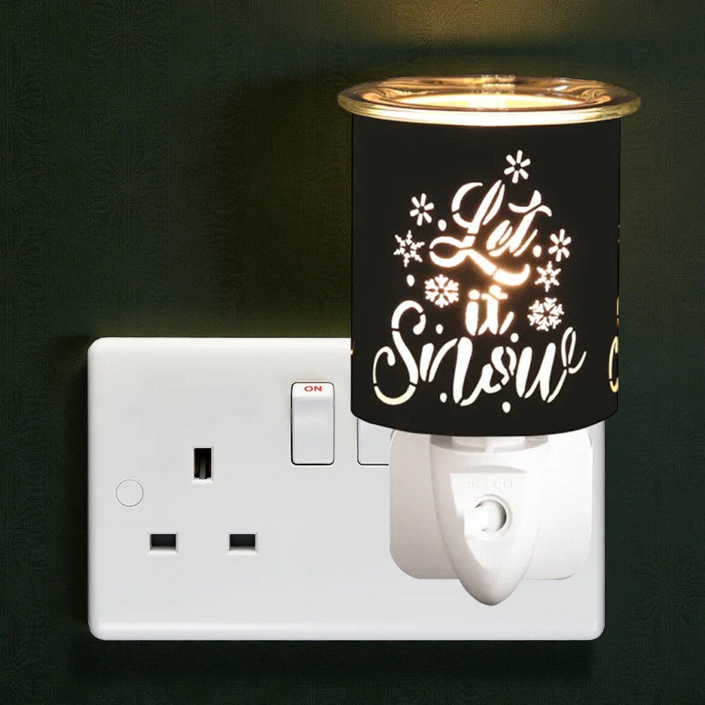 Plug In Scented Wax Melter Warmer Xmas Electric Aroma Diffuser Lamp "Let it Snow"