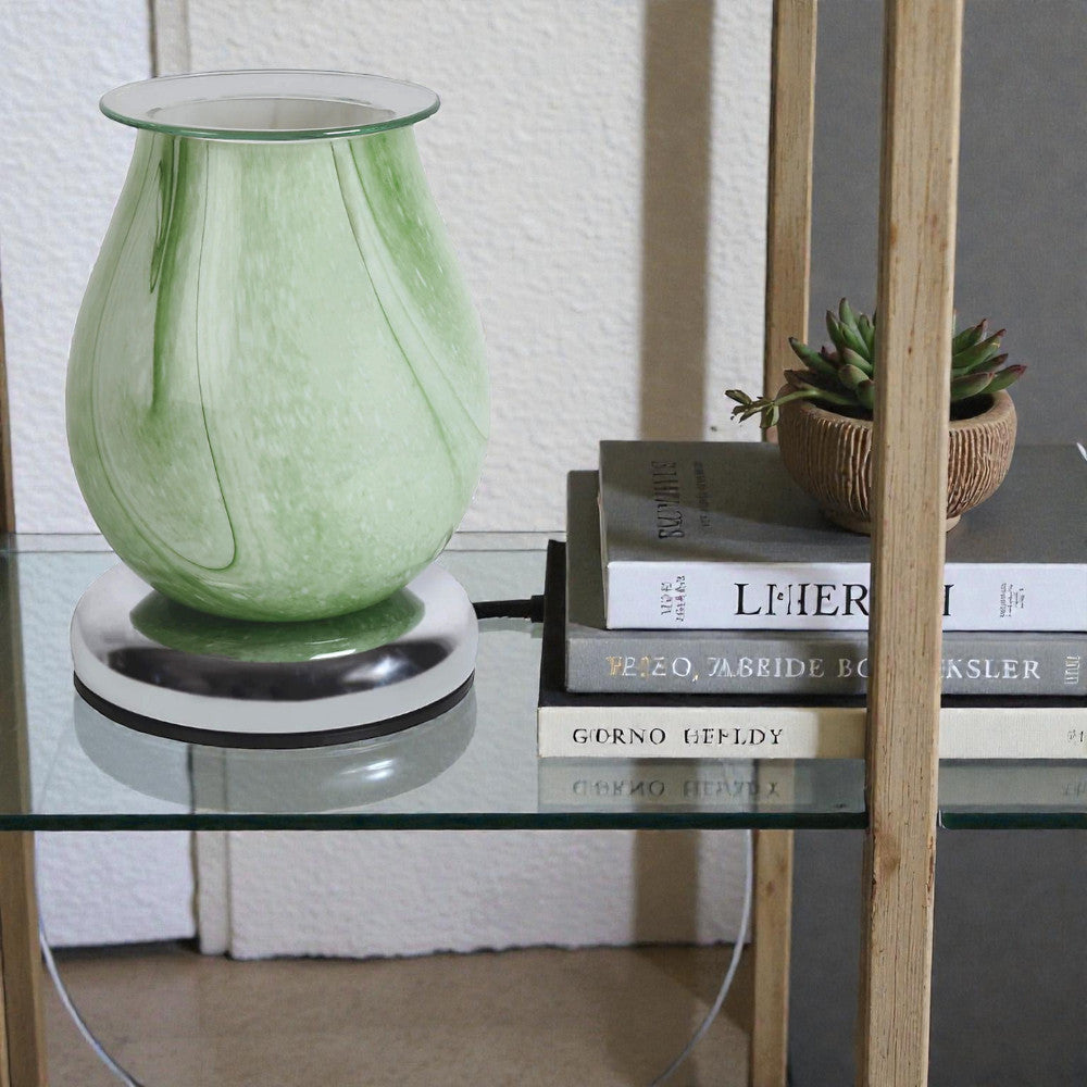 Electric Scented Wax Melt Tart Warmer Green Swirl Aroma Diffuser Touch Control Lamp