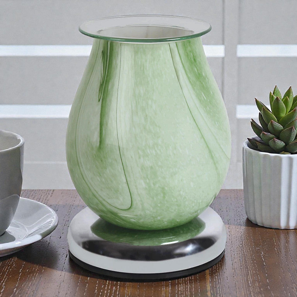 Electric Scented Wax Melt Tart Warmer Green Swirl Aroma Diffuser Touch Control Lamp