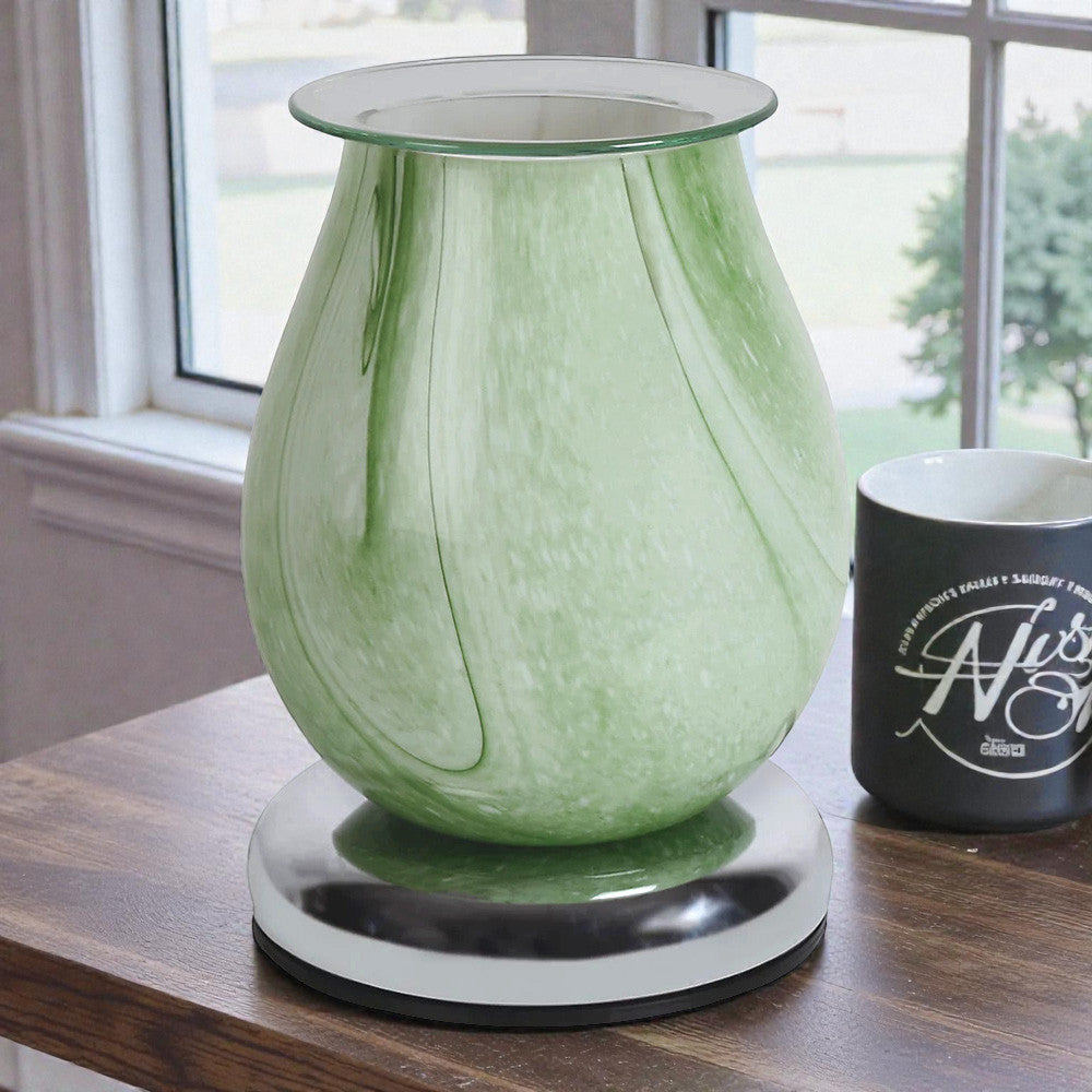 Electric Scented Wax Melt Tart Warmer Green Swirl Aroma Diffuser Touch Control Lamp
