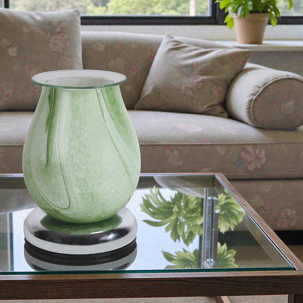 Electric Scented Wax Melt Tart Warmer Green Swirl Aroma Diffuser Touch Control Lamp
