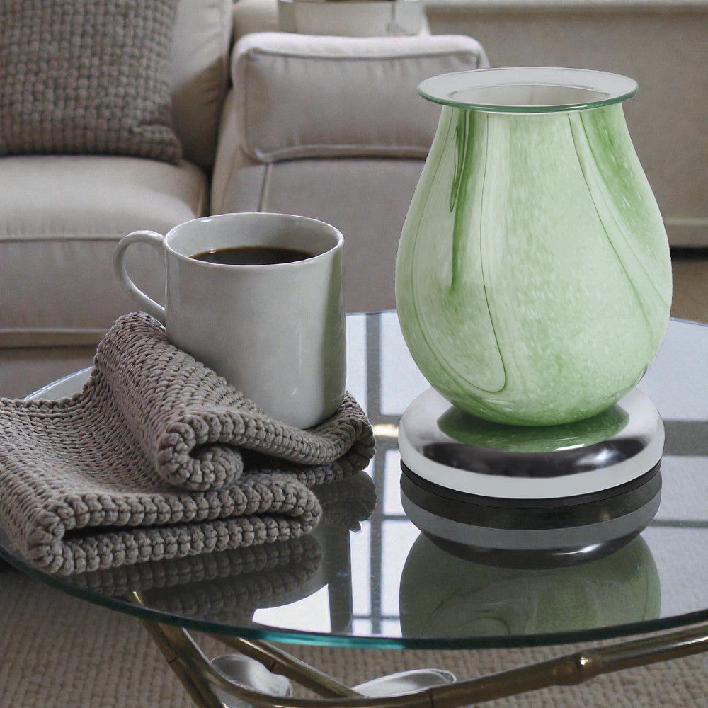 Electric Scented Wax Melt Tart Warmer Green Swirl Aroma Diffuser Touch Control Lamp