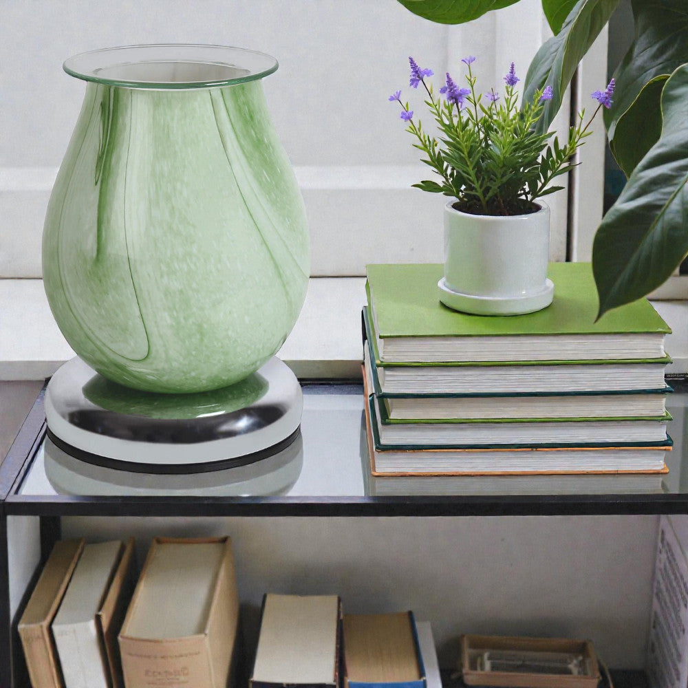 Electric Scented Wax Melt Tart Warmer Green Swirl Aroma Diffuser Touch Control Lamp