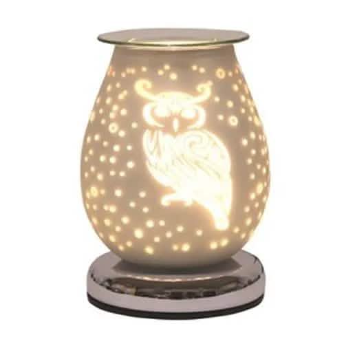 Aroma Accessories Oil Burner Wax Oil Warmer Aroma Lamp Light Tart Burner Diffuser - Touch - White Satin Glass