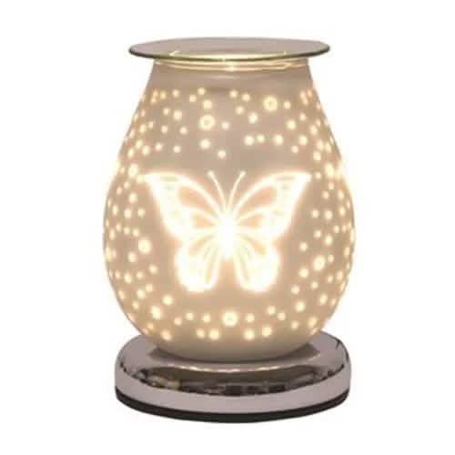 Aroma Accessories Oil Burner Wax Oil Warmer Aroma Lamp Light Tart Burner Diffuser - Touch - White Satin Glass