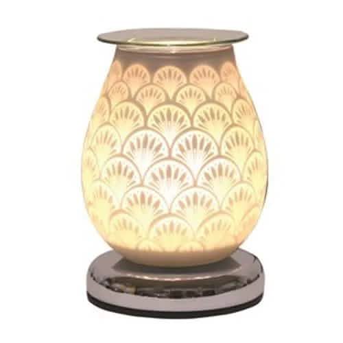Aroma Accessories Oil Burner Wax Oil Warmer Aroma Lamp Light Tart Burner Diffuser - Touch - White Satin Glass