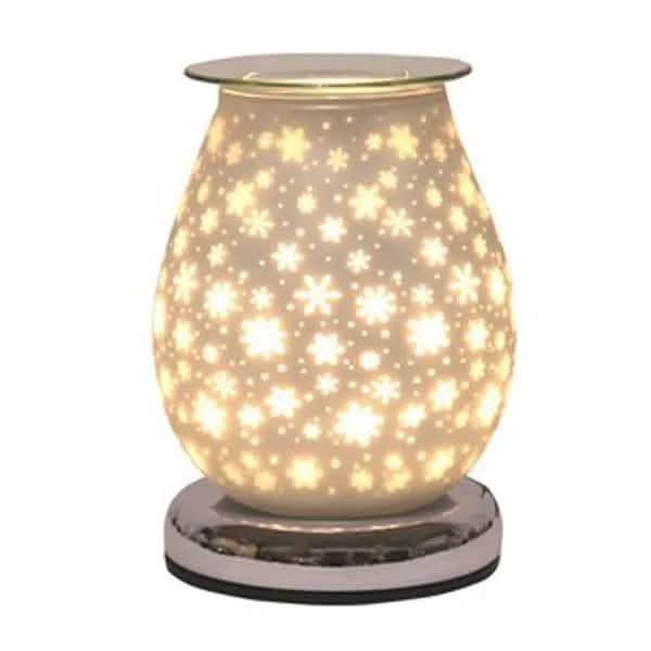 Aroma Accessories Oil Burner Wax Oil Warmer Aroma Lamp Light Tart Burner Diffuser - Touch - White Satin Glass