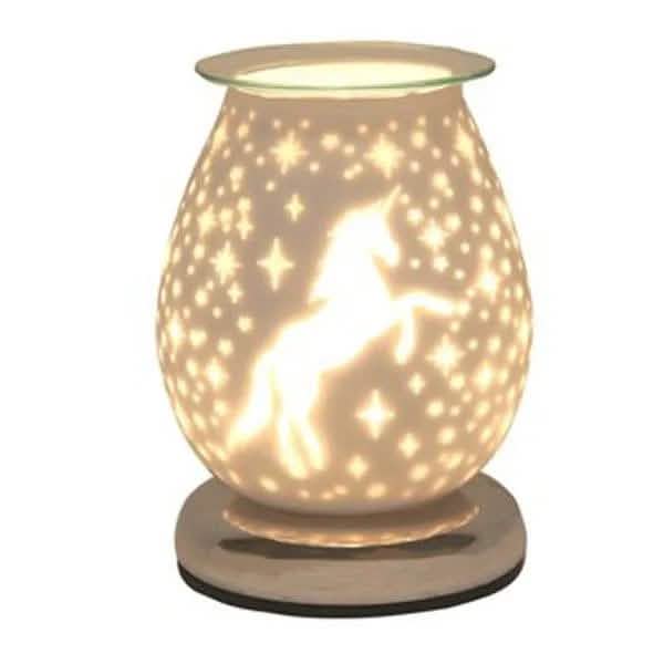 Aroma Accessories Oil Burner Wax Oil Warmer Aroma Lamp Light Tart Burner Diffuser - Touch - White Satin Glass