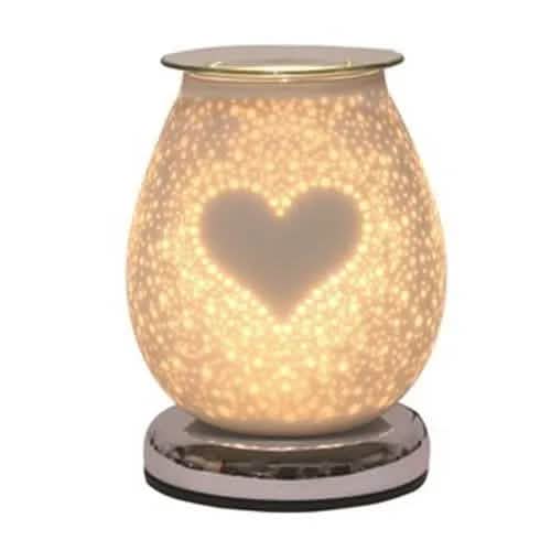 Aroma Accessories Oil Burner Wax Oil Warmer Aroma Lamp Light Tart Burner Diffuser - Touch - White Satin Glass